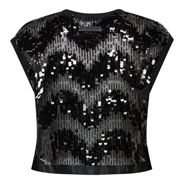 Haute L\' Amitié - Mirror Sequin Crop Top - Black